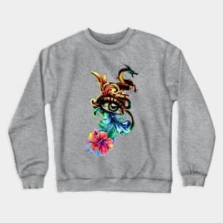 Awesome eye with clock and dragon Crewneck Sweatshirt